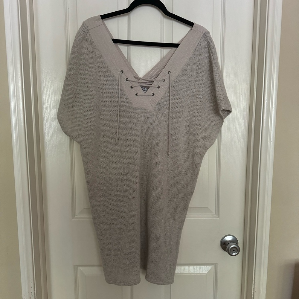 Zara Tan Lace Up Dress Mini Size Large